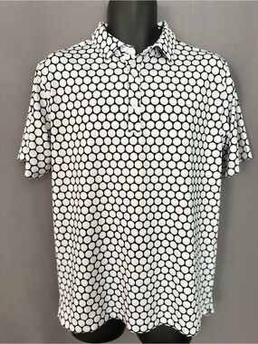 DEOLAX Men’s Black & White Polka Dot Performance Golf Polo Size Medium (1434)